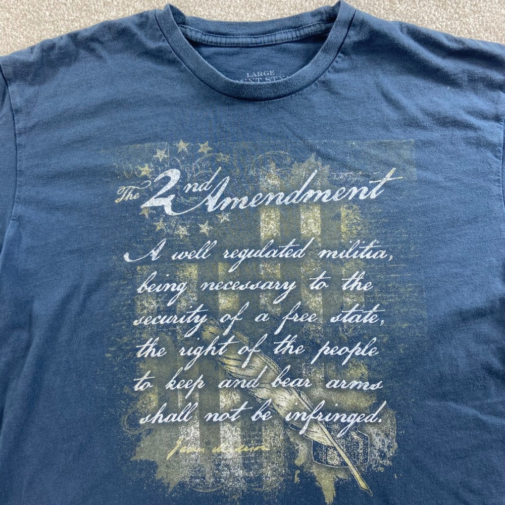 Grunt Style T-Shirt Mens Large Navy Blue 2nd Amendment Graphic Tee 1776 Flag